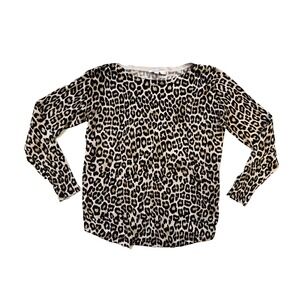Chico's Sweater Womens Small Leopard Print Long Sleeve Crewneck Pullover‎ Knit